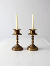 vintage brass candlestick holders pair