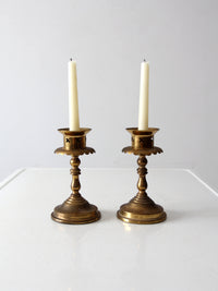 vintage brass candlestick holders pair