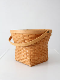 vintage splint weave basket with bail handle