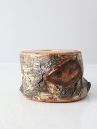 vintage birch log tea candle holder