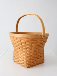 vintage splint weave basket with bail handle