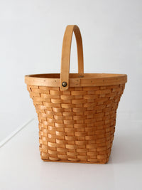 vintage splint weave basket with bail handle