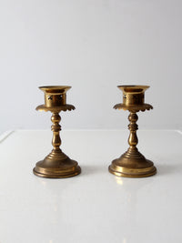 vintage brass candlestick holders pair