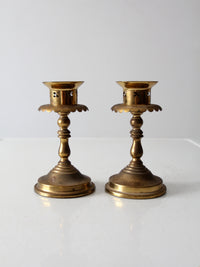 vintage brass candlestick holders pair