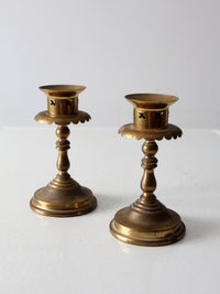 vintage brass candlestick holders pair