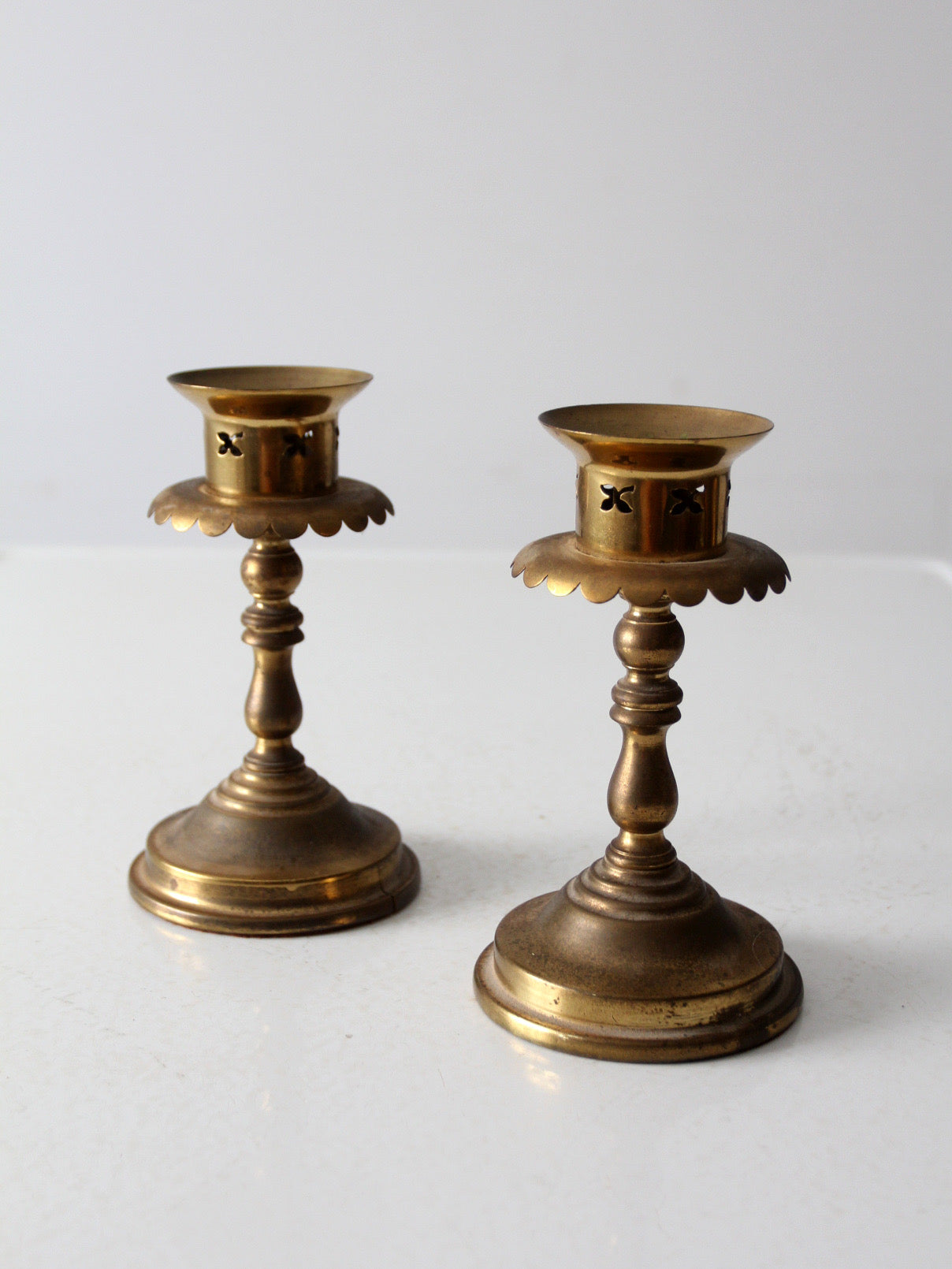 vintage brass candlestick holders pair