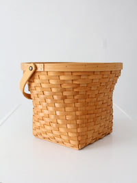 vintage splint weave basket with bail handle