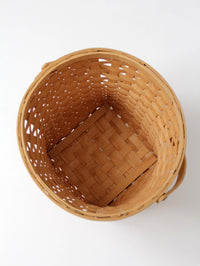 vintage splint weave basket with bail handle
