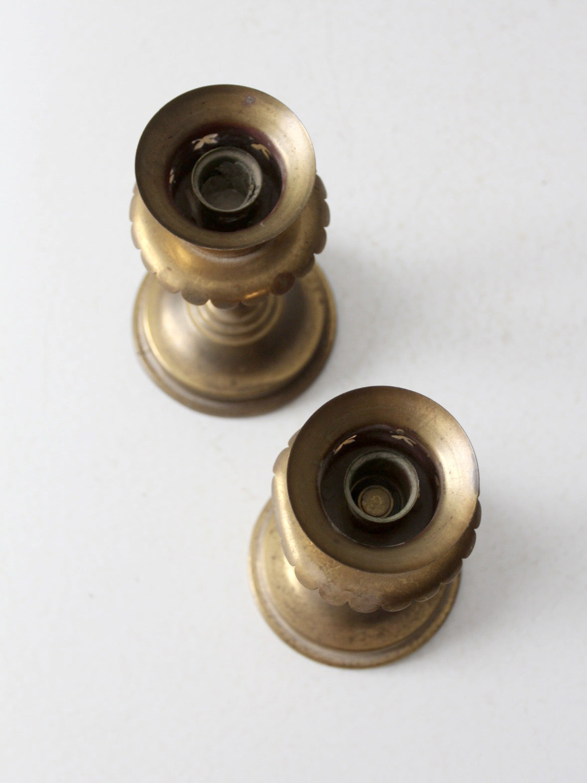 vintage brass candlestick holders pair