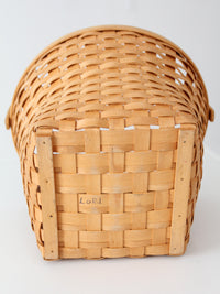 vintage splint weave basket with bail handle