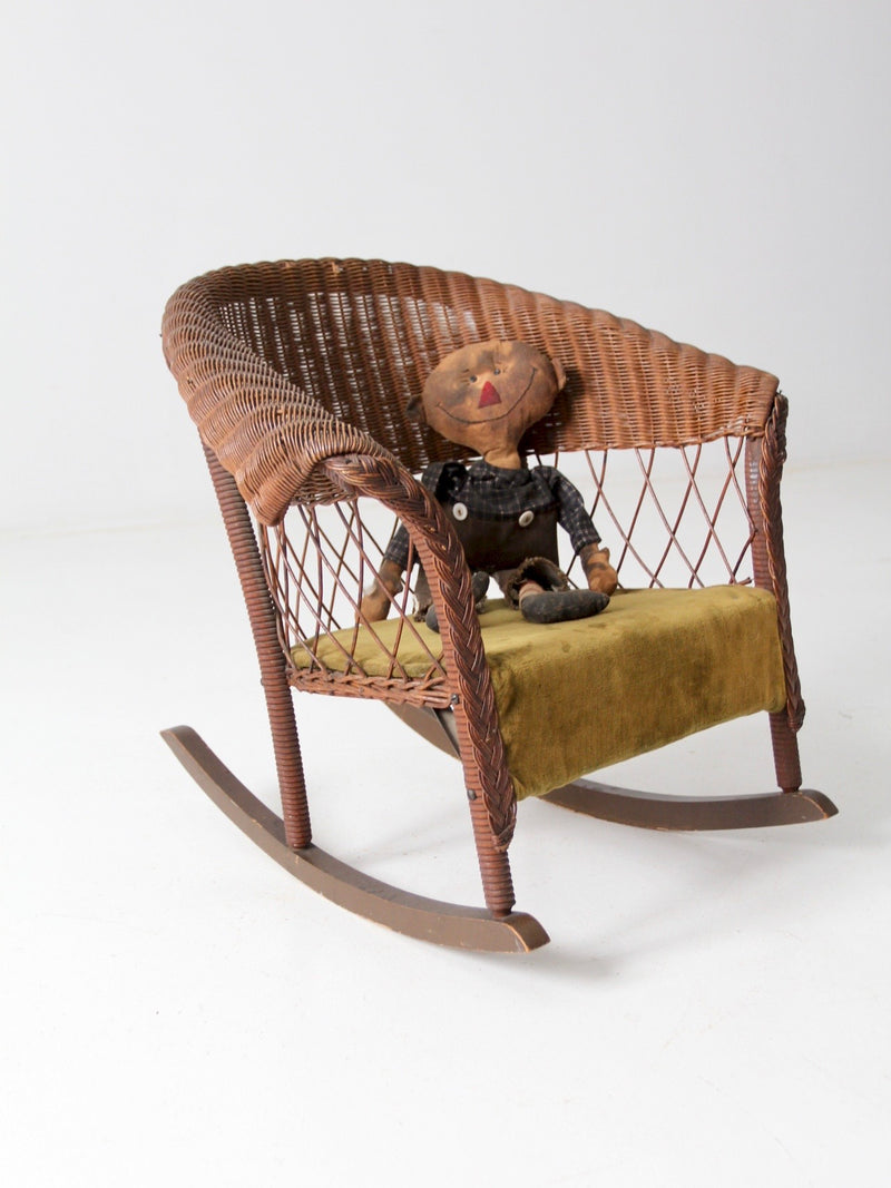 antique wicker kid's rocker