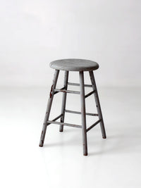 antique gray painted wood stool