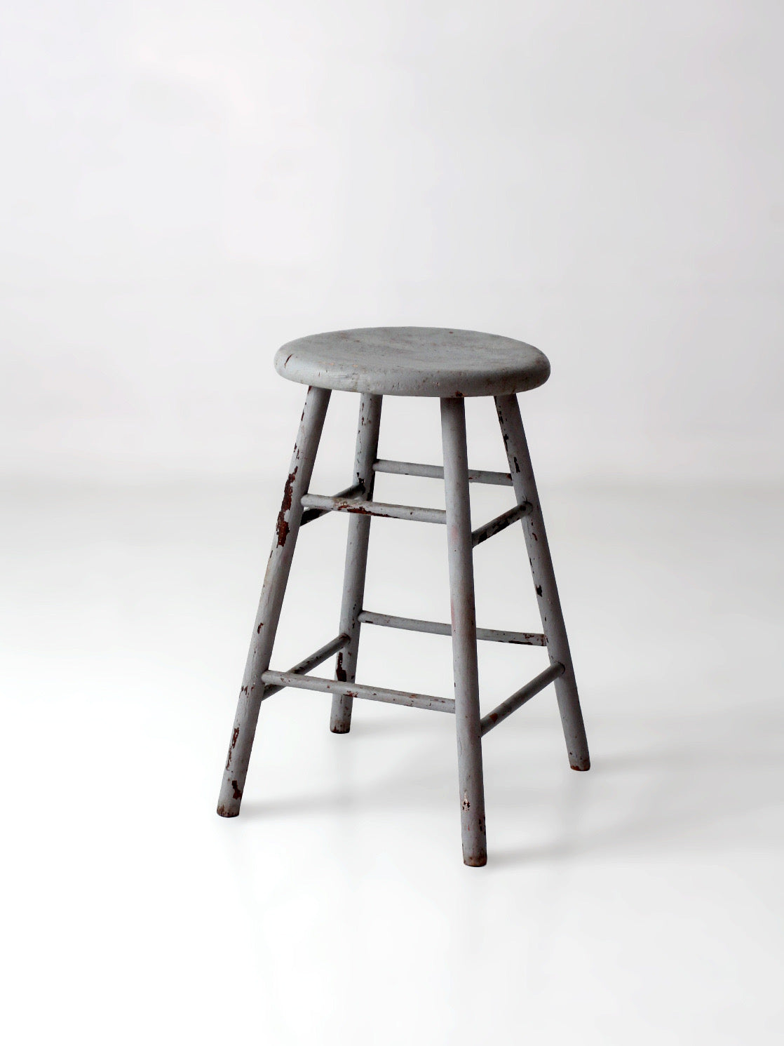 antique gray painted wood stool