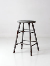 antique gray painted wood stool