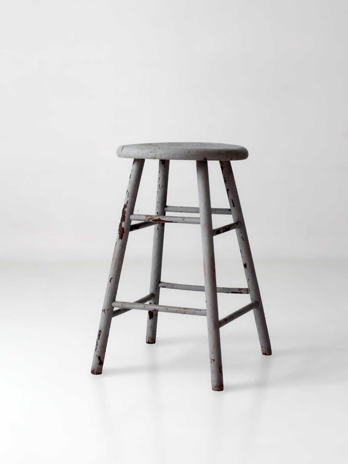 antique gray painted wood stool