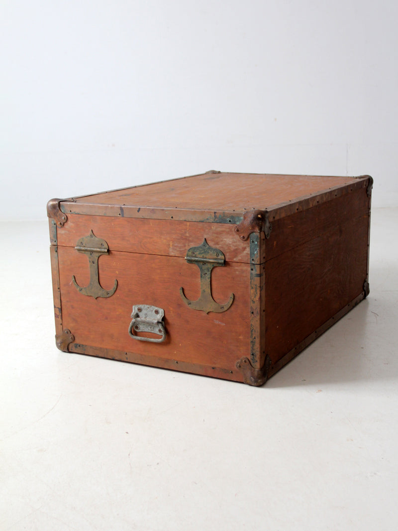 vintage nautical wood trunk