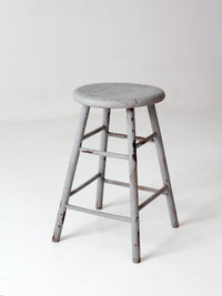 antique gray painted wood stool