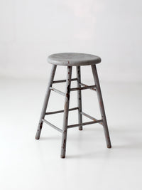 antique gray painted wood stool