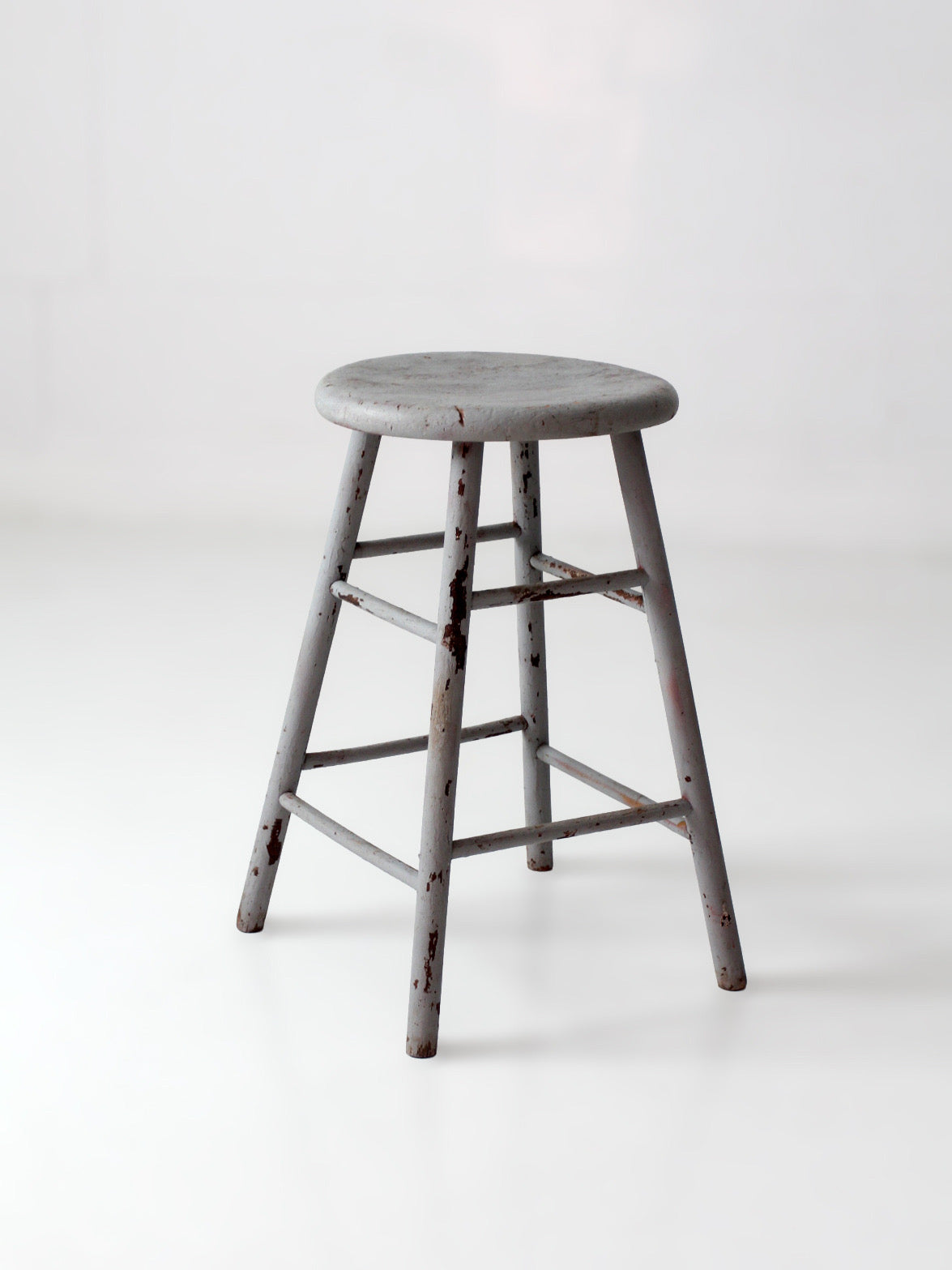 antique gray painted wood stool