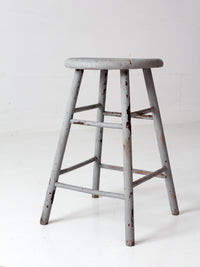 antique gray painted wood stool