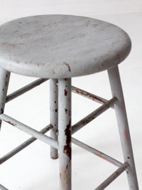 antique gray painted wood stool