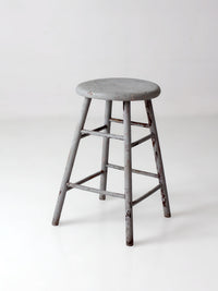antique gray painted wood stool