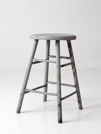 antique gray painted wood stool