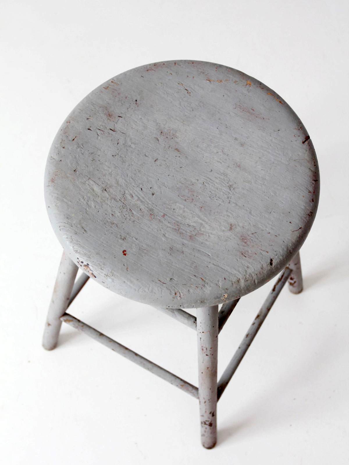antique gray painted wood stool