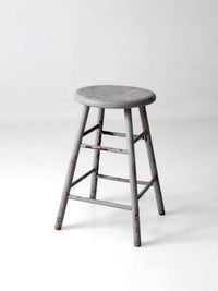 antique gray painted wood stool