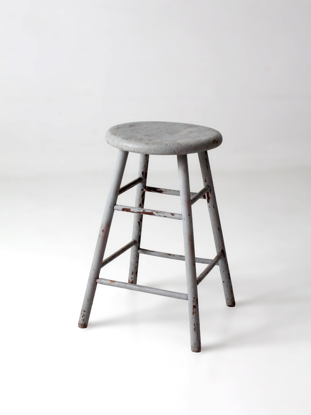 antique gray painted wood stool