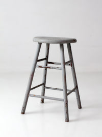 antique gray painted wood stool
