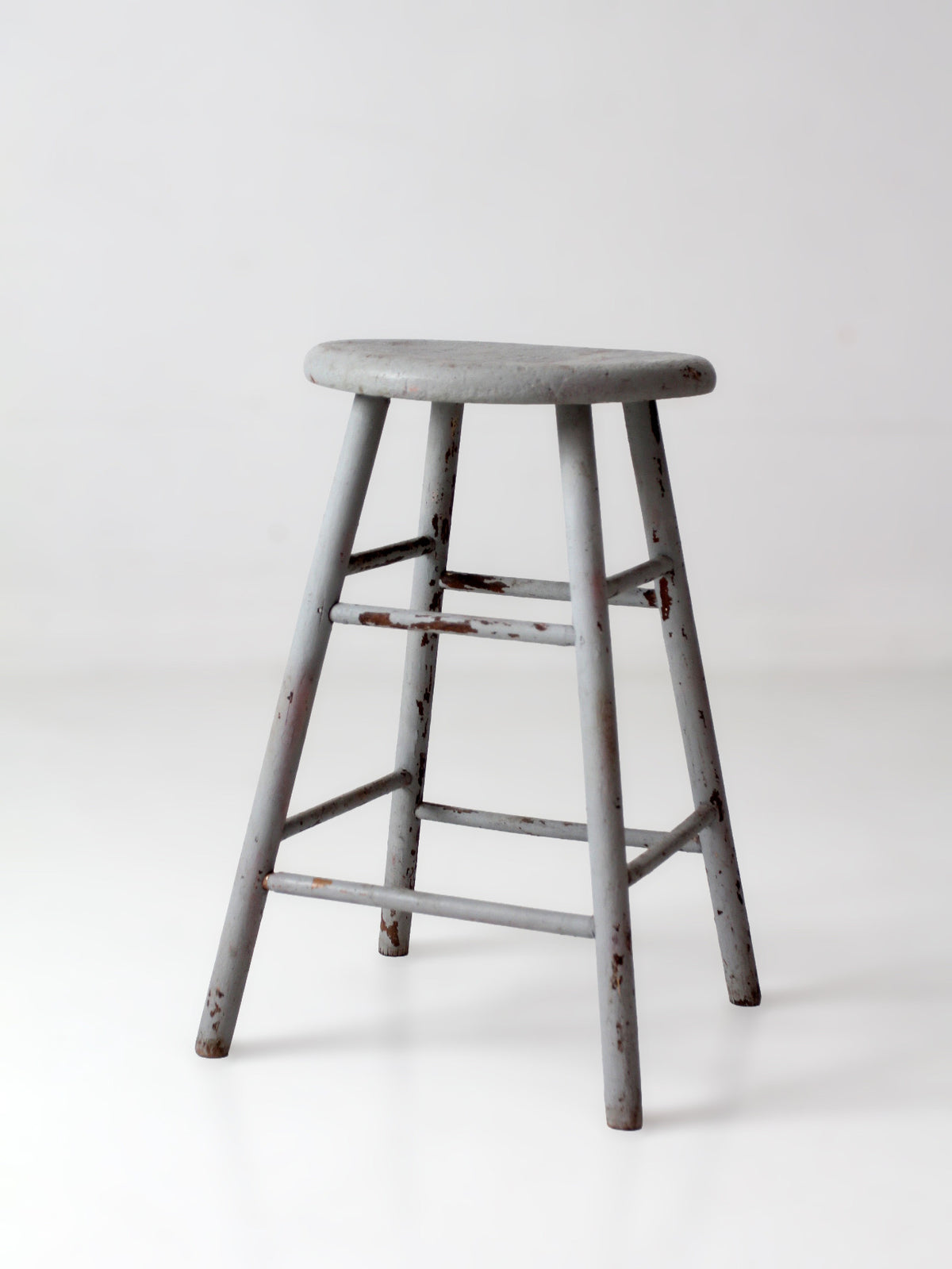 antique gray painted wood stool