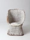vintage white wicker bucket chair