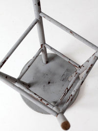 antique gray painted wood stool