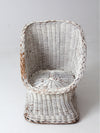 vintage white wicker bucket chair
