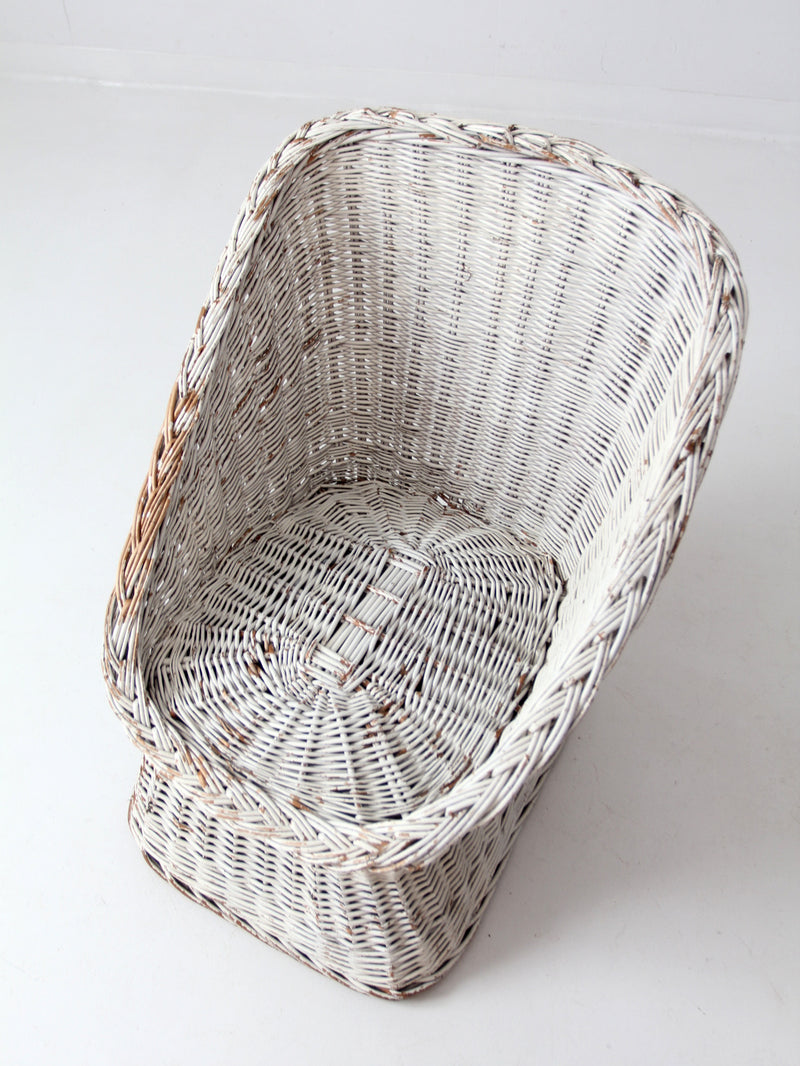 vintage white wicker bucket chair