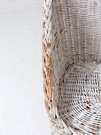 vintage white wicker bucket chair