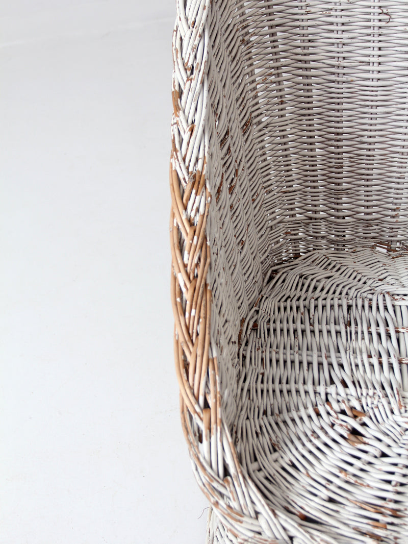 vintage white wicker bucket chair