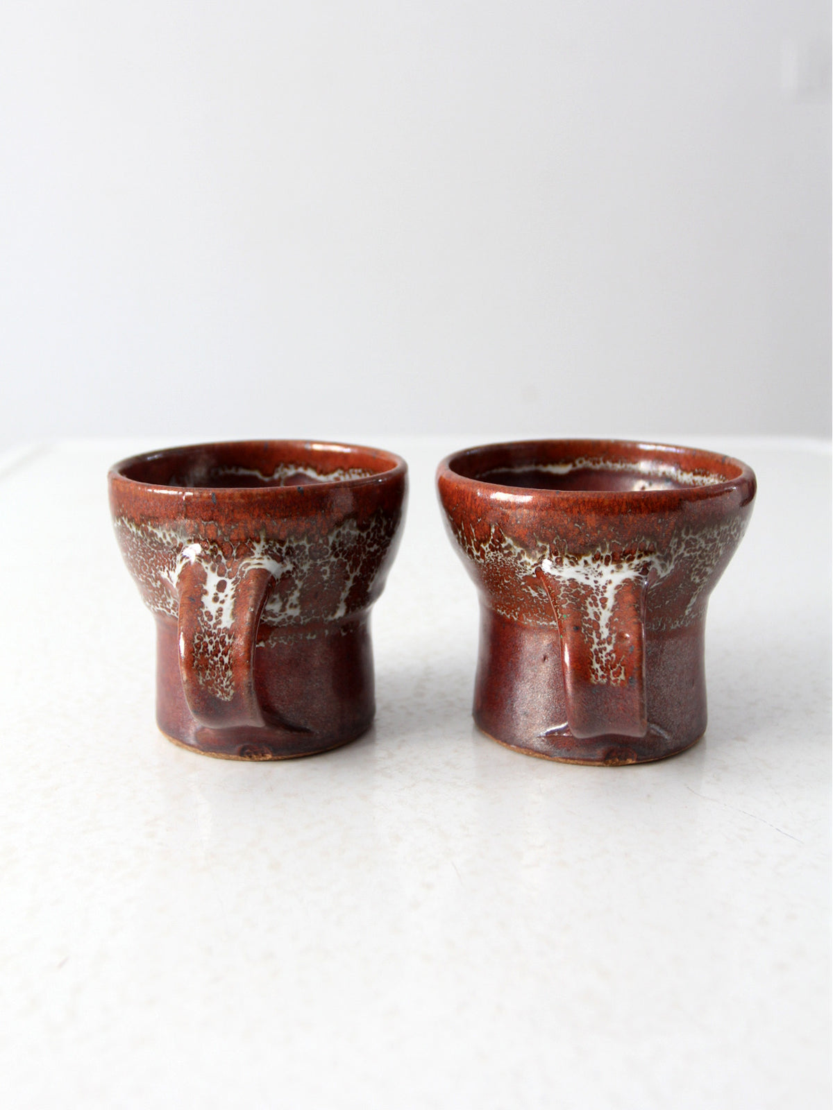 pair vintage studio pottery mugs