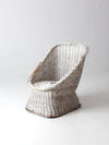 vintage white wicker bucket chair