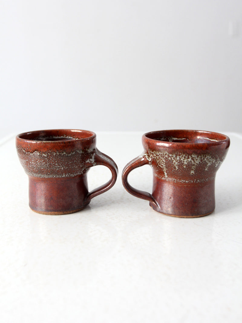 pair vintage studio pottery mugs