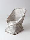 vintage white wicker bucket chair