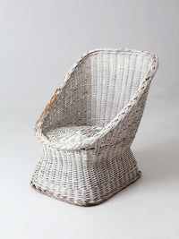 vintage white wicker bucket chair