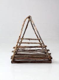 vintage rustic twig basket with arched handle