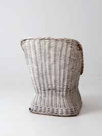 vintage white wicker bucket chair