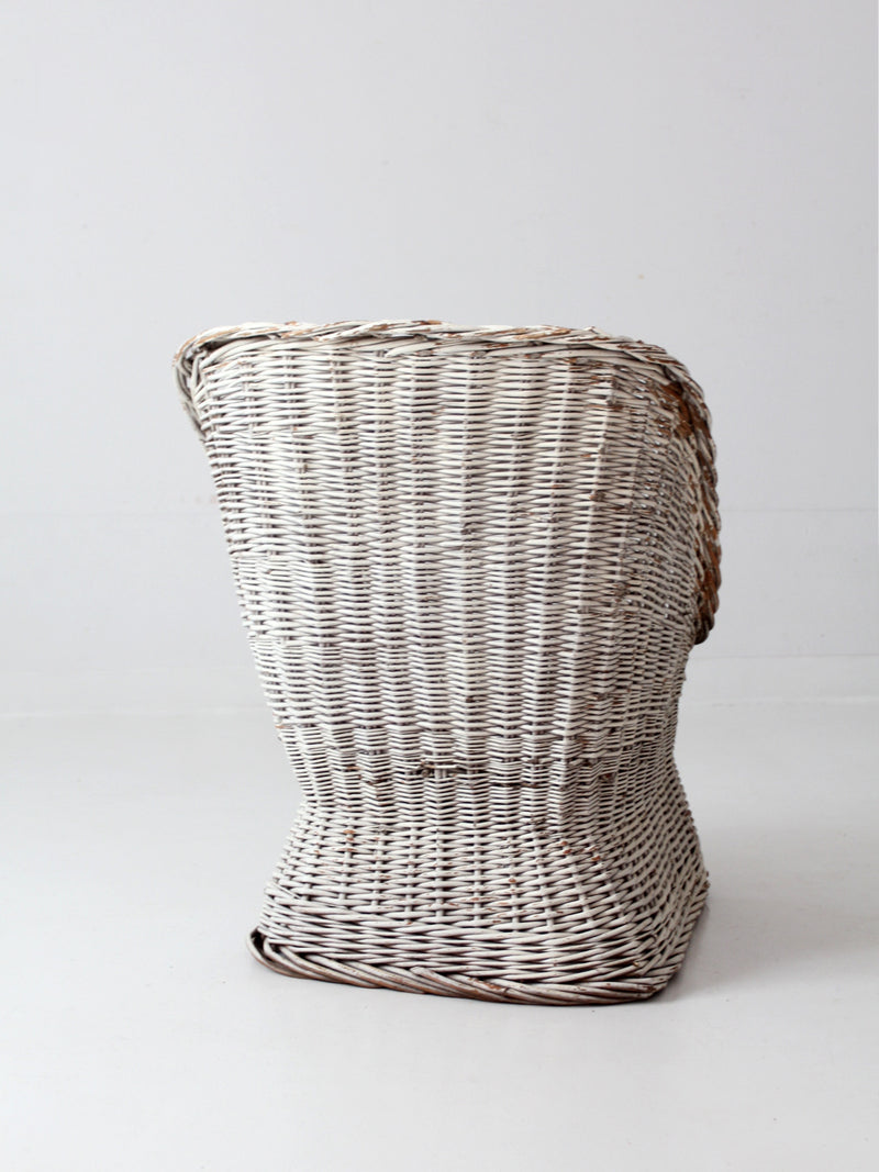 vintage white wicker bucket chair