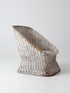 vintage white wicker bucket chair