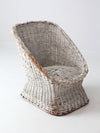 vintage white wicker bucket chair