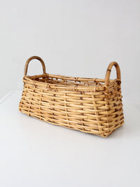 vintage wicker basket with bentwood handles