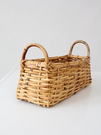 vintage wicker basket with bentwood handles
